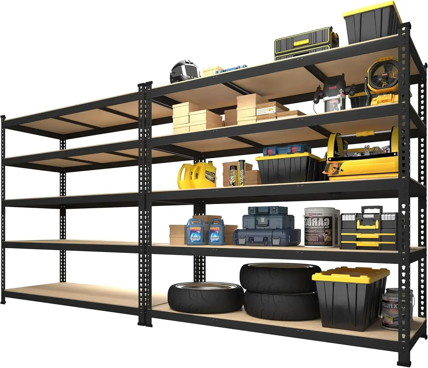 

2 Pack Storage Shelves 48" x 24" x 72" - 5 Tier Heavy Duty Adjustable Garage Storage Shelving, Closet Kitchen, Black