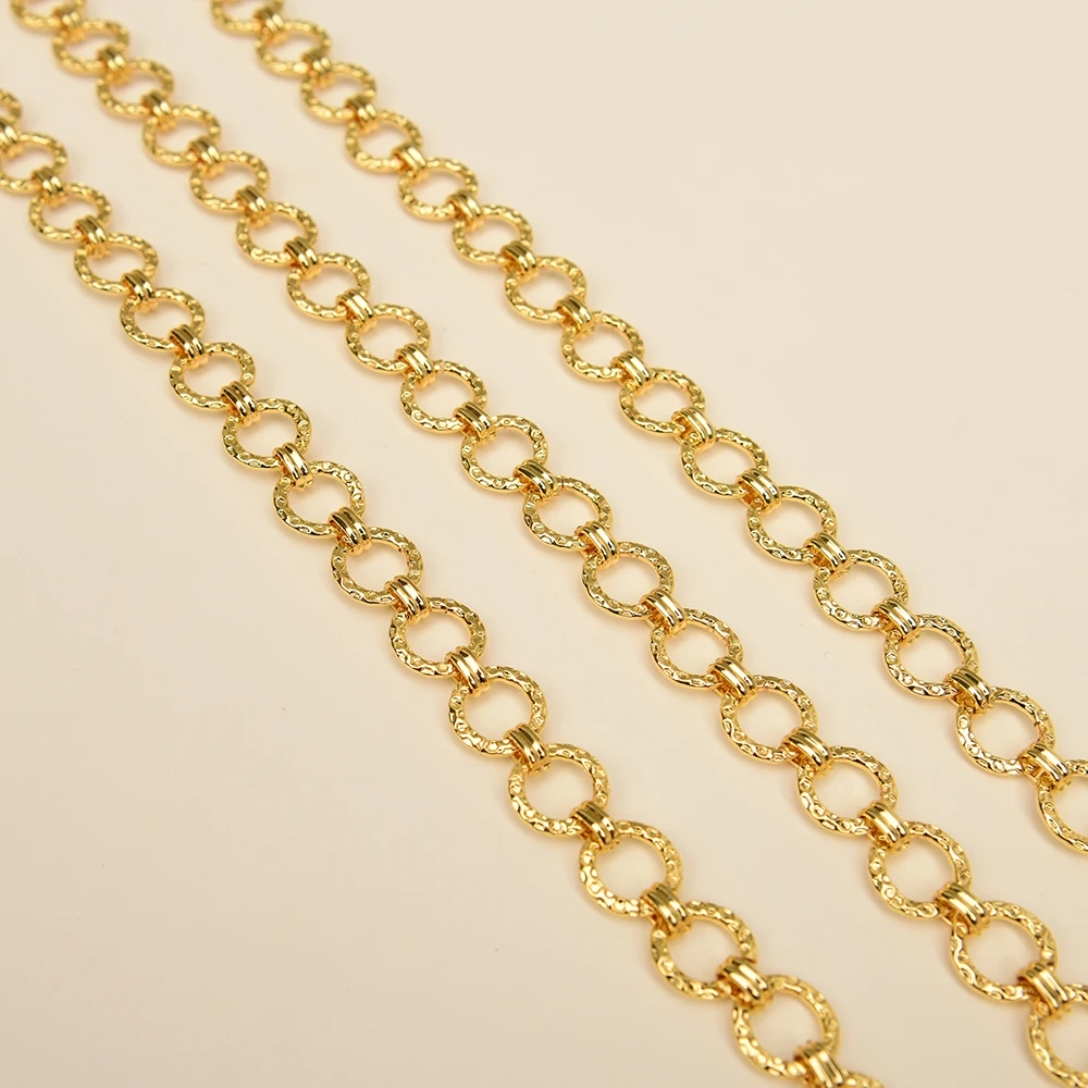 APDGG 1 Meter Yellow Gold Plated Circle Copper Fashion Bezel Set Chain Paperclip Neck Chain Pearl Necklace Making DIY