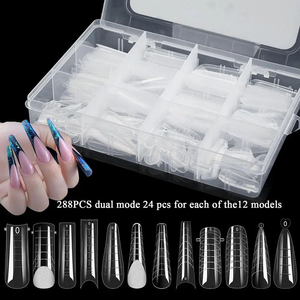 12 Styles Dual Forms Nails 288pcs/box Forms For Extension Transparent Extra Long Gel Nail Building Molds Nail Accessories