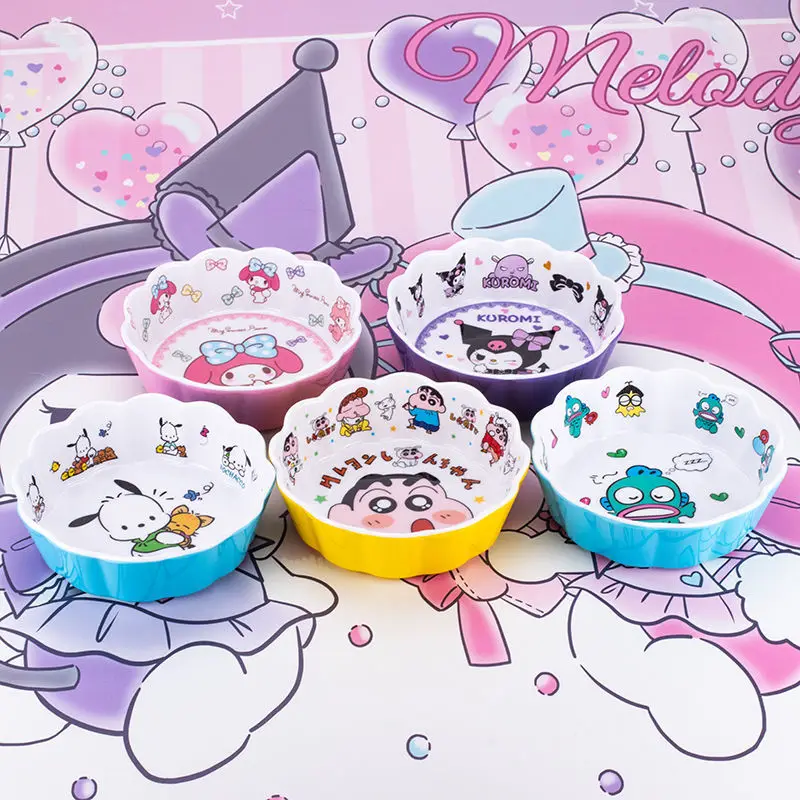 المبيعات Kuromi الأطفال الطفل وعاء تناول الطعام عالية الجمال طالب عنبر وعاء الأرز غرفة المعيشة المنزلية الفاكهة وجبات خفيفة السلطانية