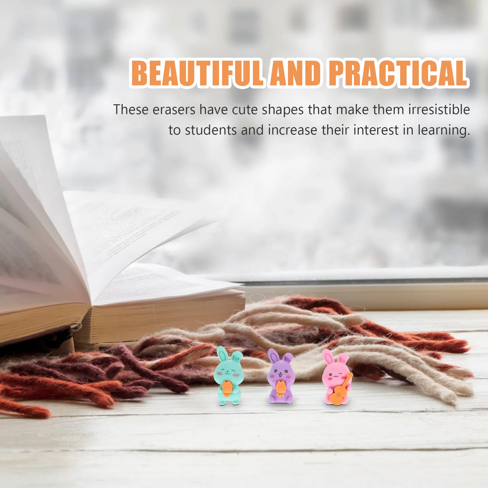 Gommes lapin créatives et mignonnes en forme de lapin, 10 pièces, pour étudiants, prix de classe, cadeaux de fête, fournitures scolaires Kawaii pour enfants