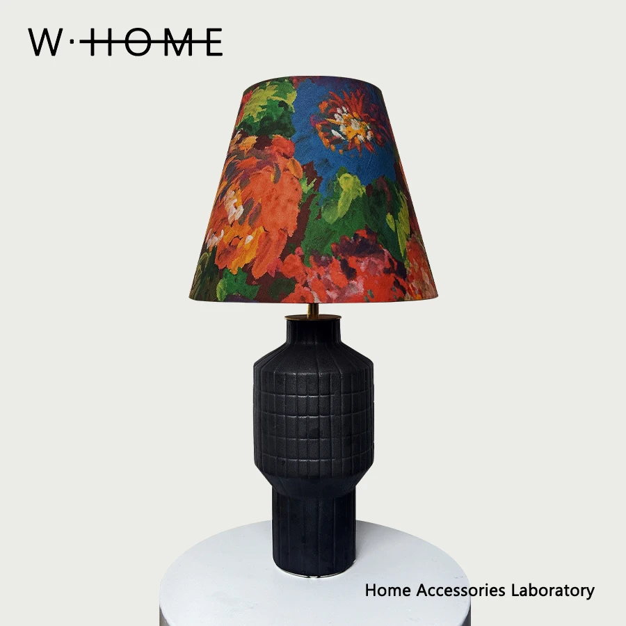 Black textured fabric desk lamp imported Liberty fabric hotel guesthouse vintage atmosphere lamp