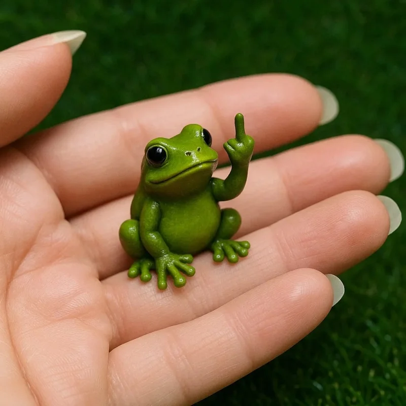 

Funny Middle Finger Animal Statue Mini Resin Figurine Dog Cat Frog Highland Cattle Desktop Ornament Home Office Decor Sculpture