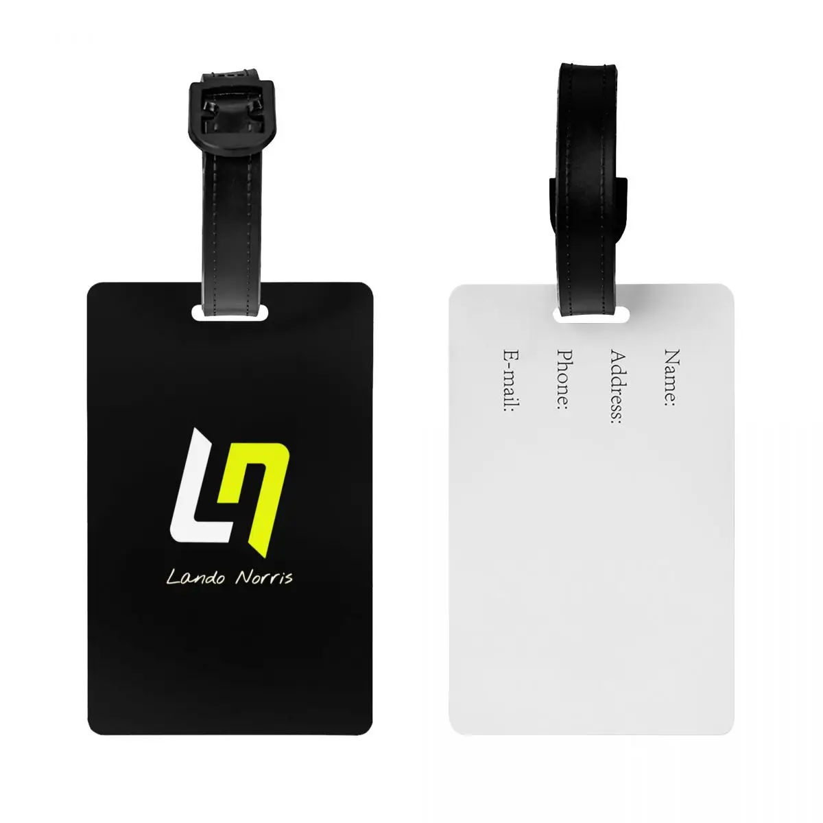 Custom L-Lando Norris Luggage Tag Privacy Protection Motorcycle Racing Baggage Tags Travel Bag Labels Suitcase