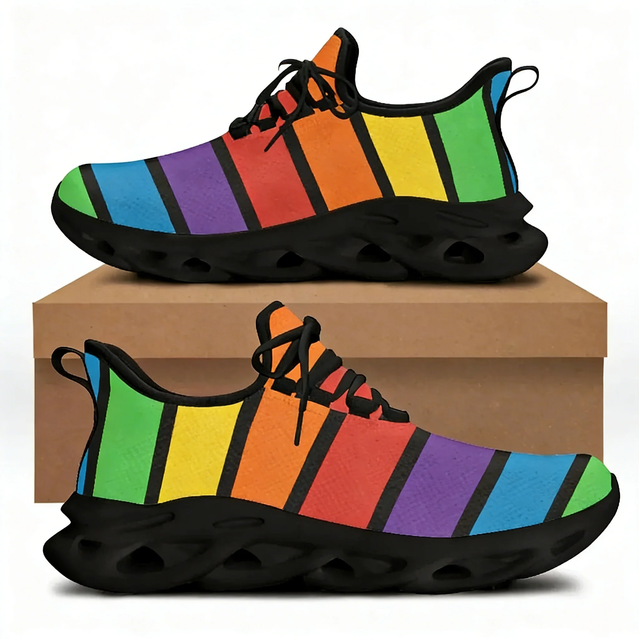

Men Shoes Sneakers Colorful Rainbow Gay Pride Breathable Leisure Male Lace Up Flats Non-slip Footwear Zapatos Hombre