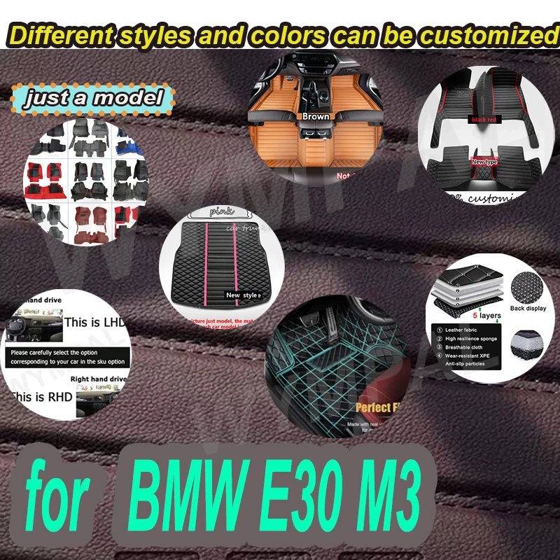 

LUXURY Custom Automotive Car Floor Mats For BMW E30 M3 1986 1987 1988 1989 1990 Auto Luxury Leather
