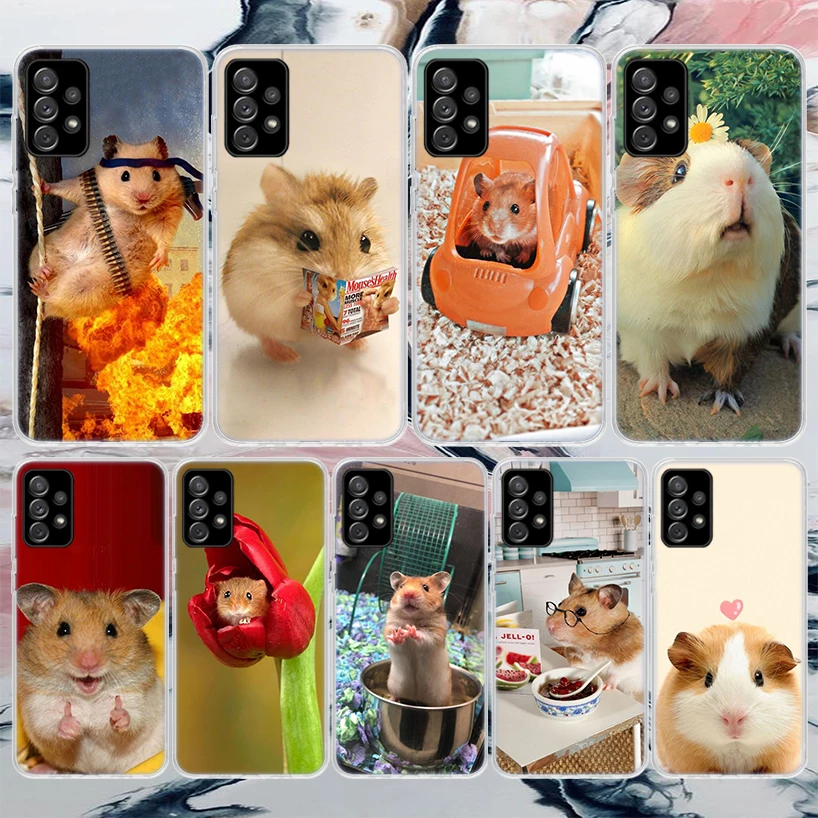 Caixa macia do telefone para a galáxia de Samsung, hamster bonito, animal de estimação bonito, galáxia A52, A53, A54, A12, A13, A14, A22, A23, A24, A32, A33, A34, A72, a73, A42, A43, Patte