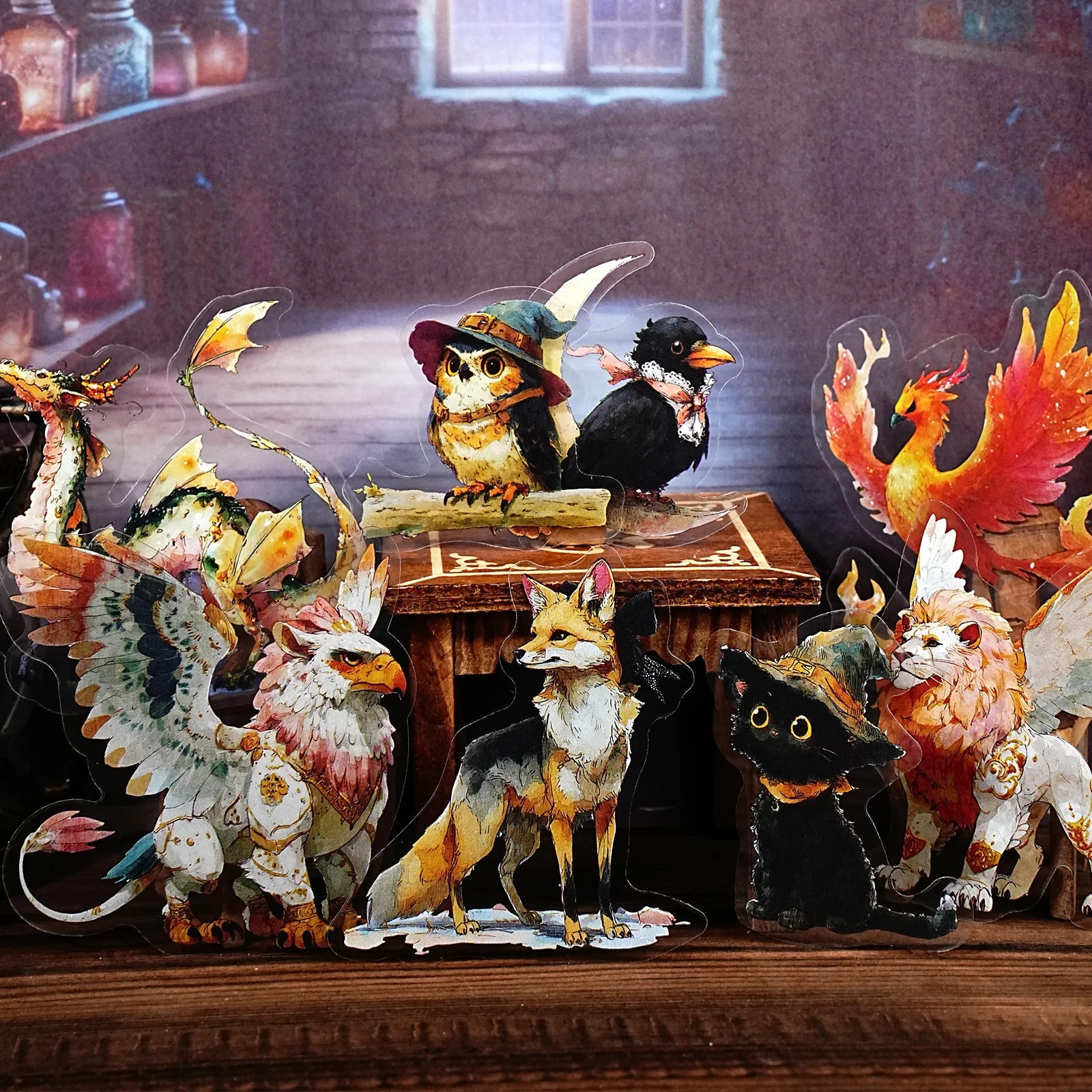 Etori Life الحيوانات السحرية الصينية-الإنجليزية مختلطة الرجعية عنصر الحيوان ملصقات نمط DIY بها بنفسك لوازم القصاصات ، أجهزة الكمبيوتر المحمولة ، الحالات الهاتف ، أكياس ورق الهدايا للأطفال ، ملصقات الألعاب #6