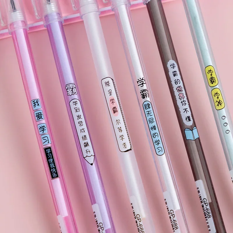 50PCS Transparent Rod Creative Xueba Xueshen Popular Language Neutral Pen Black Student Stationery Neutral Pen Wholesale