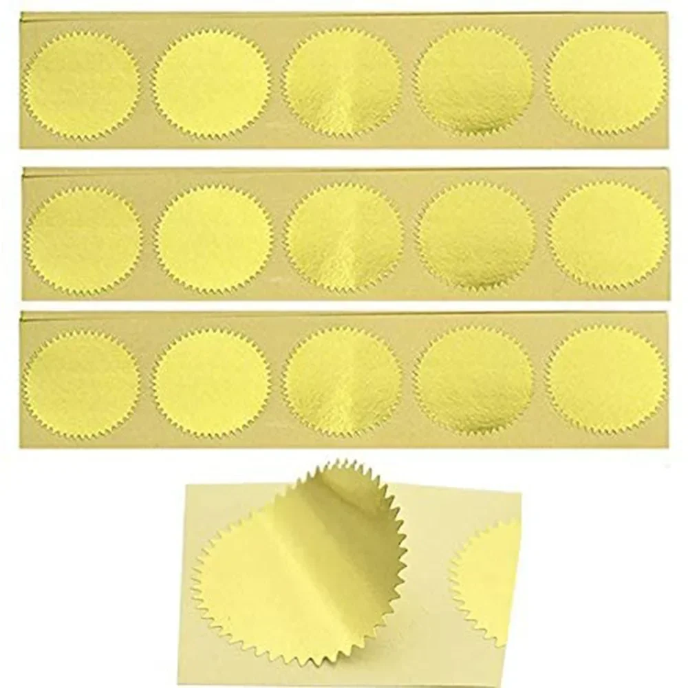 Embossed Stamp Stickers 45mm/50mm Gear Round Label Stickers School Business Wedding Certificate Envelopes Embosser Foil Sticker