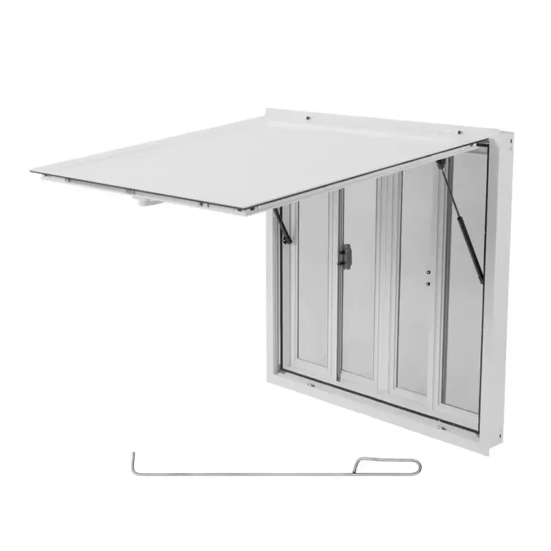 Caravan RV Aluminum Service Window with Awning Door Double Waterproof Strip Hydraulic Rod