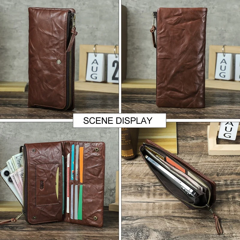 2026-new-black-angel-men's-wallet-rfid-anti-magnetic-cowhide-leather-can-hold-67-inch-mobile-phone-waterproof-long-wallet