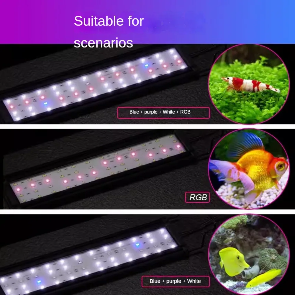 Dimmable LED Aquarium Light With Extendable Brackets,Ultra-Thin Fish Tank Light,3 Light Modes and Timing, Full Spectrum 26-116cm