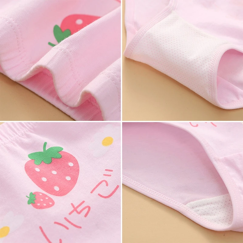 4PCS Children\'s Girls Underwear Triangle Cotton High Quality Soft Comfortable Elementary School Panties Clothing Color Random