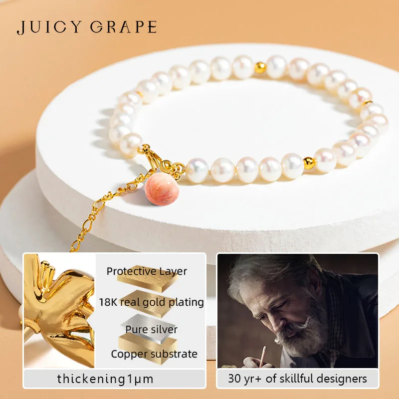 JUICY GRAPE Official Website Pearl Bracelets Handmade Enamel Fruit Charm Bracelets Adjustable Bracelets Fashionable Jewelry Gift