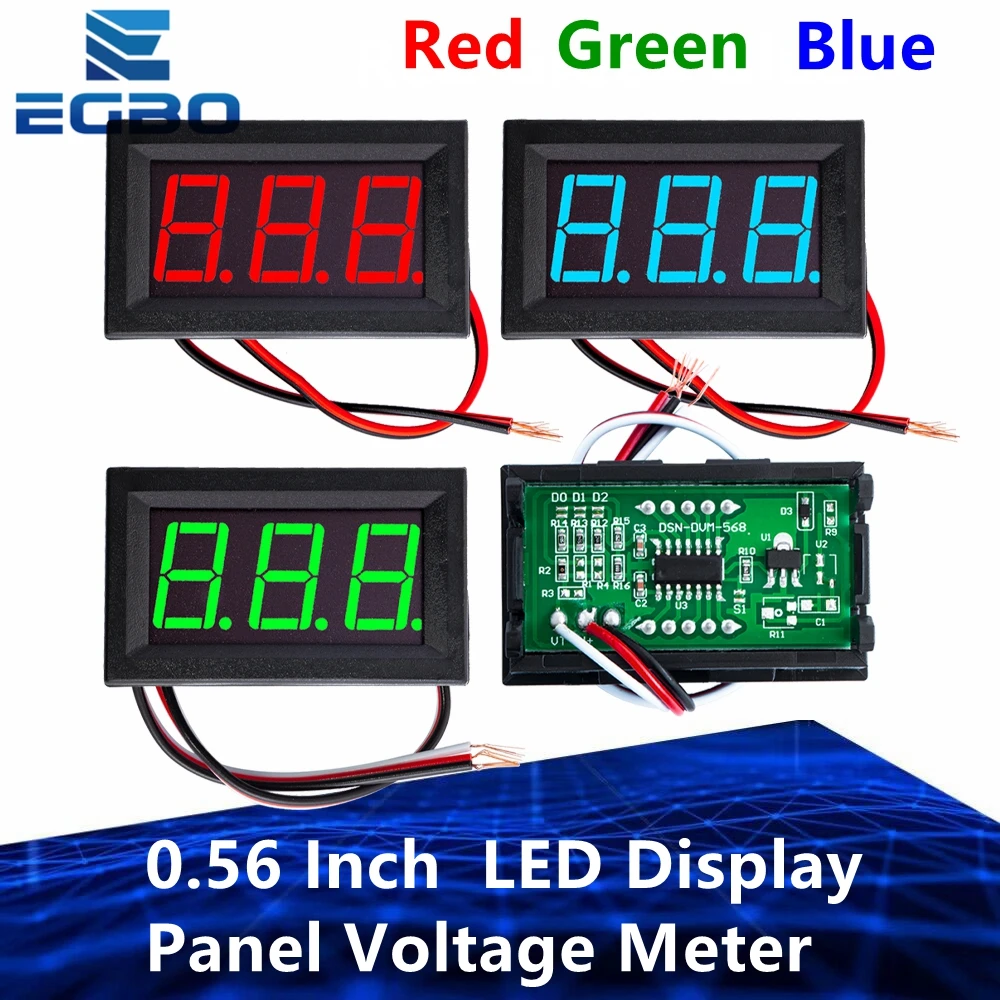 0.56 Inch Mini Red Green Blue LED Display Panel Voltage Meter Voltmeter Home Use Voltage 3 Three Digital DC 4.5V 30V 2 / 3 Wires