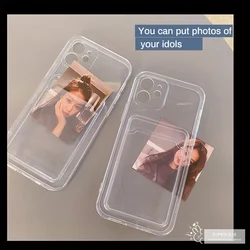 Card Holder For LG Velvet V50 V50S Phone Case Transparent Clear Simple Wallet Card Package Clip Slots Soft Casing Cover
