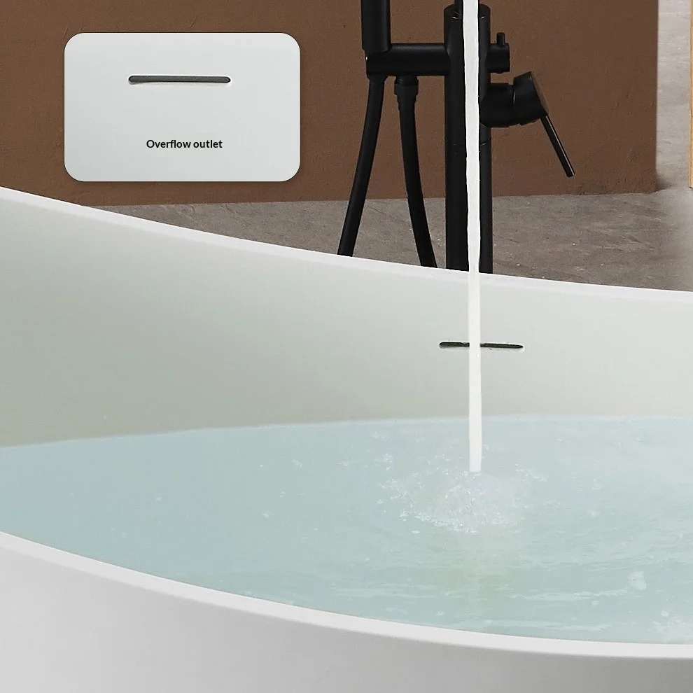Any Size Custom Freestanding Artificial Stone Bathtub Thin Edge Ergonomic High Back Deep Soaking Anti Mold Durable Skin Friendly