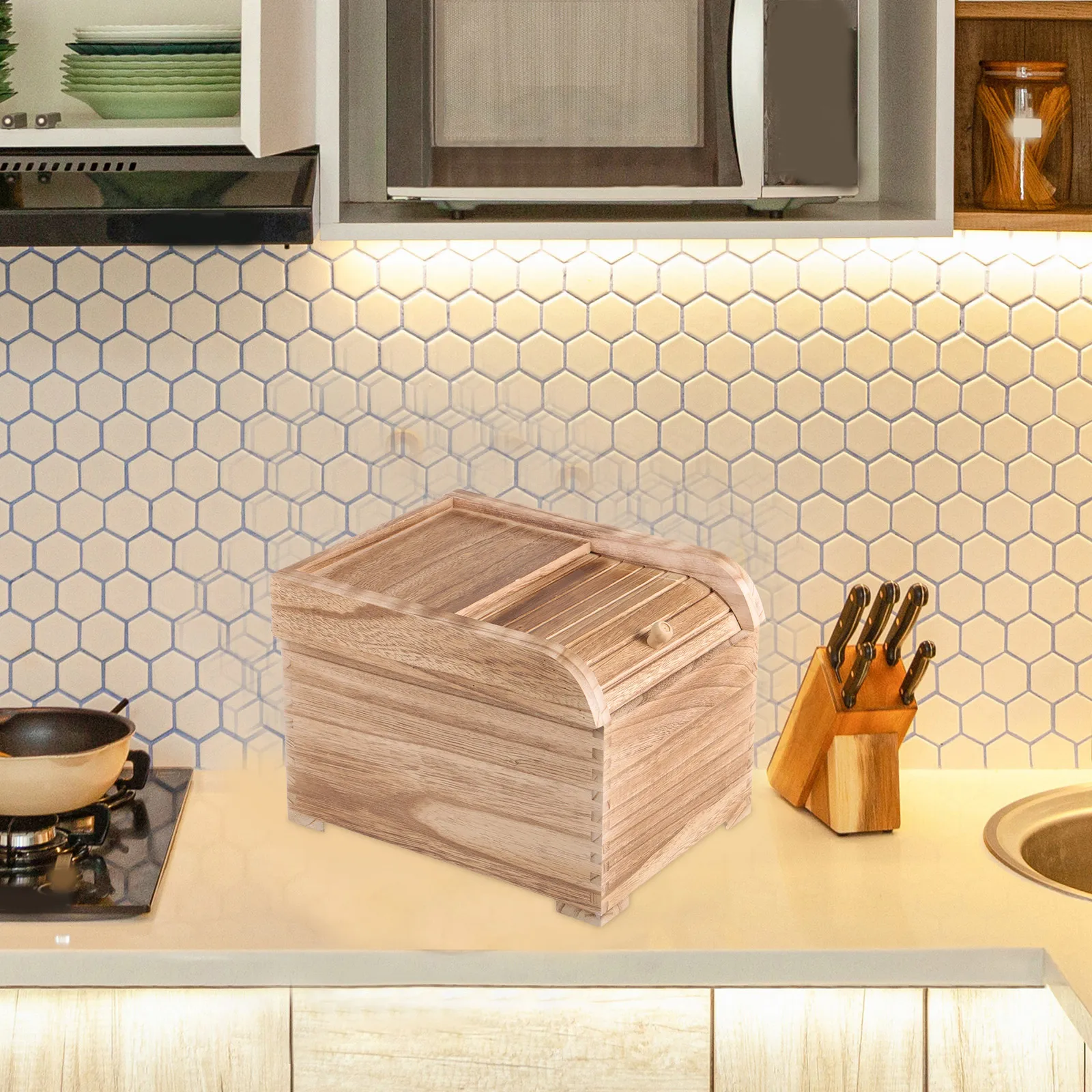 

Moisture Resistant Wooden Rice Box Heavy Duty Storage Container for Rice Cereal Grains Ideal Kitchen Pantry Organization Holder