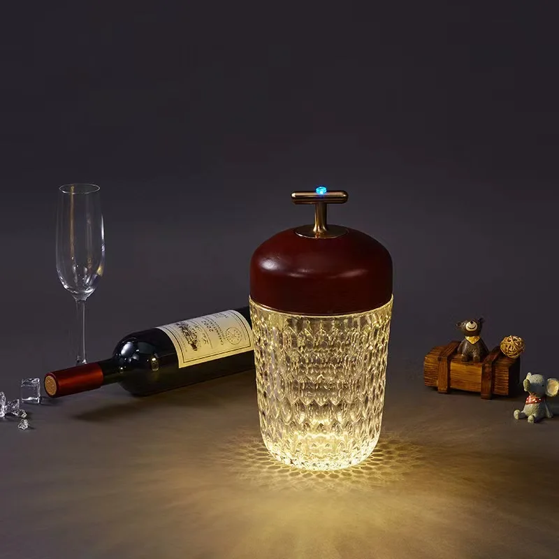 2025 Touch Switch Cone Light Crystal Lamp Bedside Nightlight Home Decoration Portable Kettle Light Intelligent Nightlight