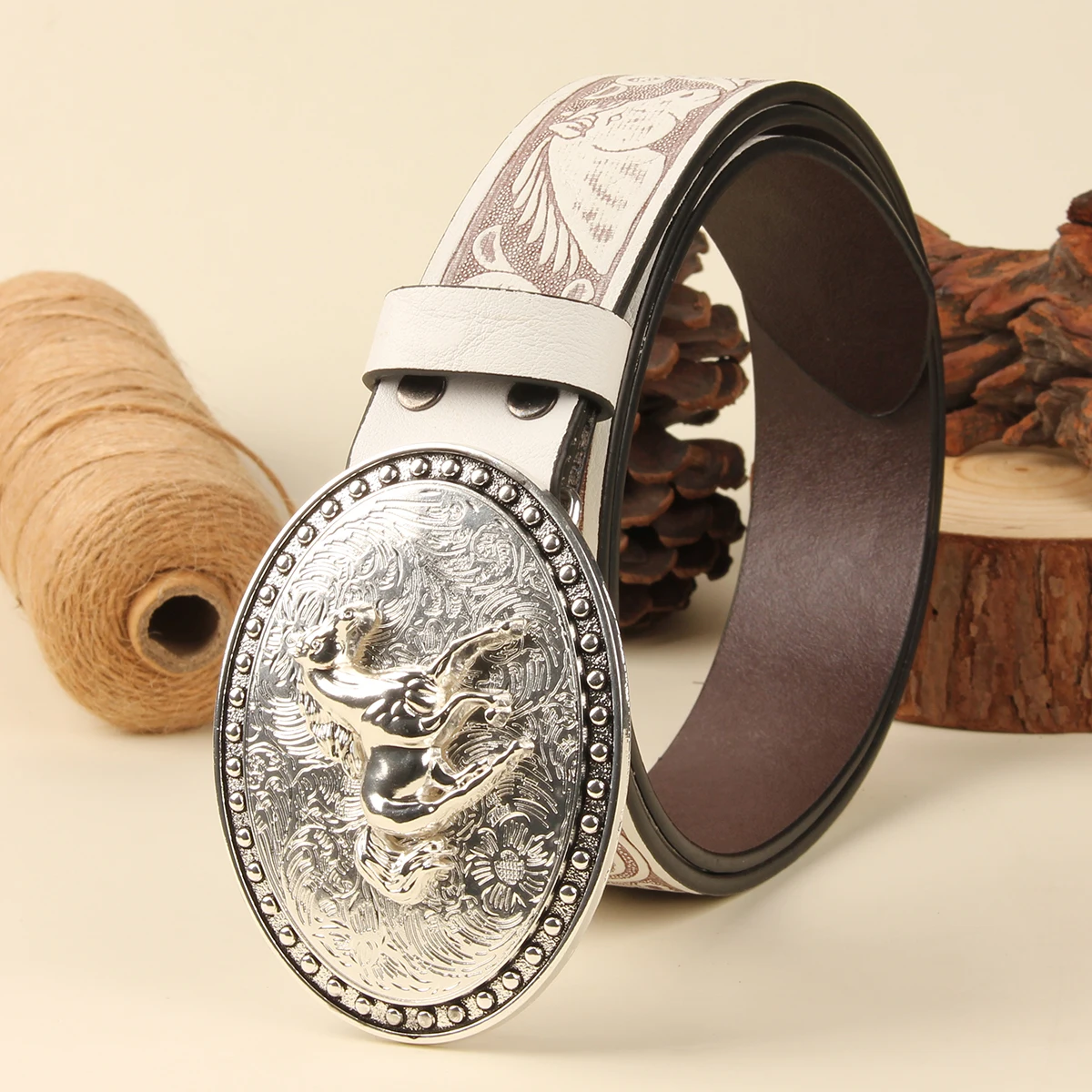 Cabeça de cavalo dourado fivela cinto cowskin steed moda ocidental estilo cowboy cintura para homens presentes ceinture hommes