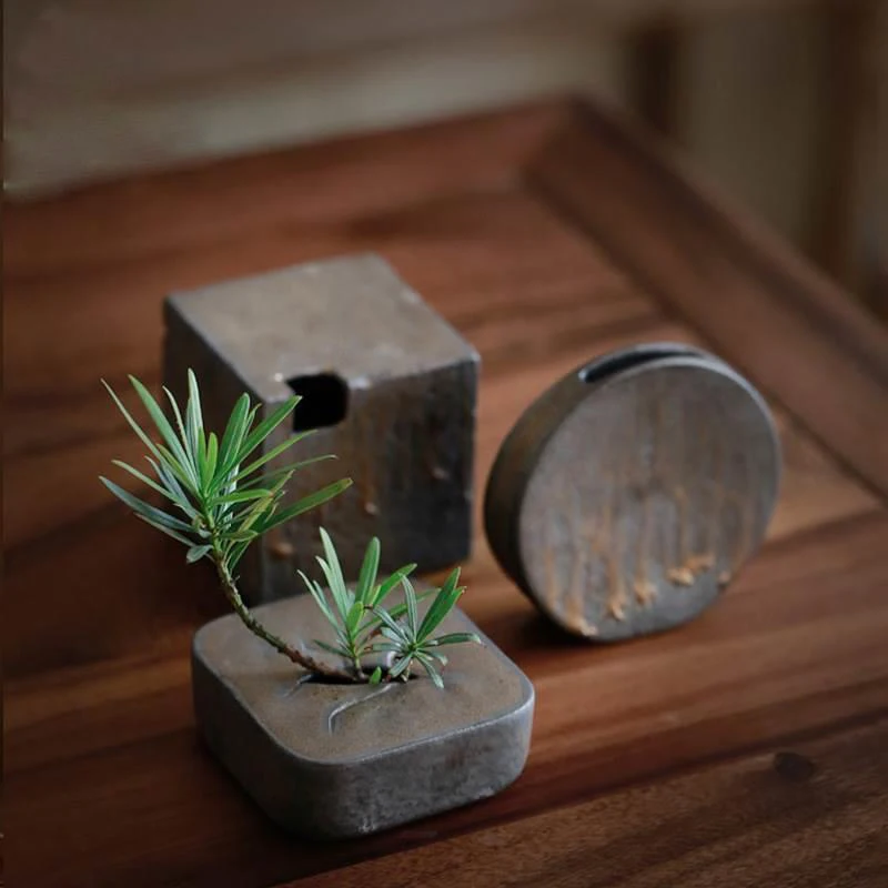 

Japanese Abstract Ikebana Ceramic Vases Tea Ceremony Zen Meditation Decor Flower Frog Pottery Home Garden Kenzan Crafts