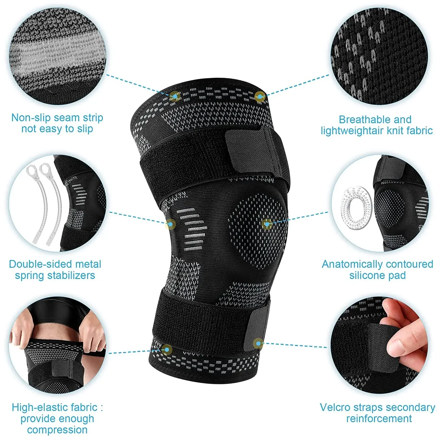 Knee BracesCompression Knee Support for Knee Pain Relief Sleeve Meniscus Tear ACL Arthritis Joint Pain Injury Recovery