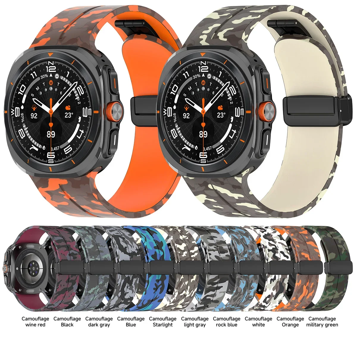 Pasek kamuflażowy do zegarka Samsung Galaxy Ultra 47 mm Silikonowa bransoletka magnetyczna do zegarka Galaxy Watch 7 Ultra Wymienny pasek do zegarka