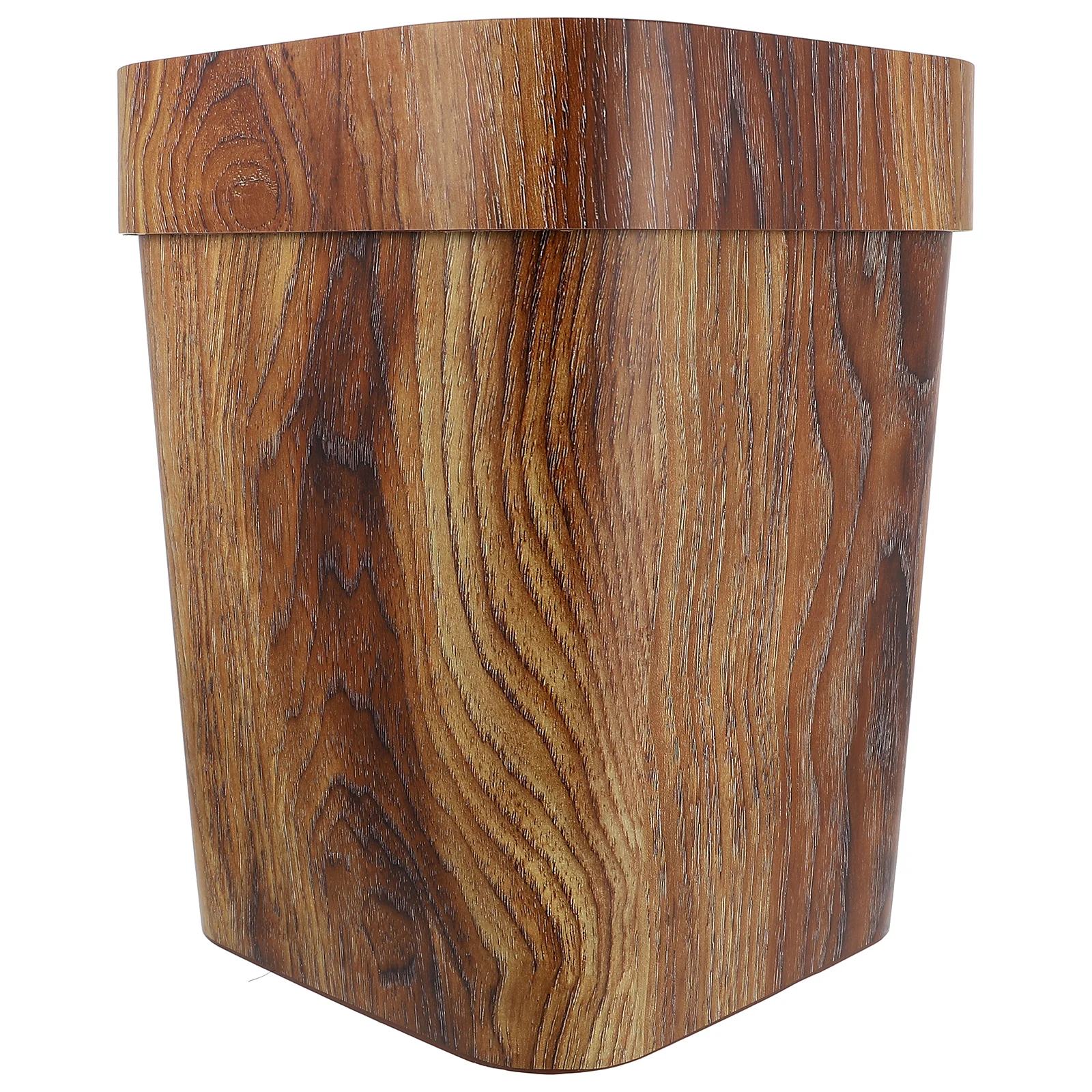 

Wood Grain Finish 13 Gallon Plastic Trash Can Household Garbage Bin for Kitchen Living Room Bathroom Multi Function Waste
