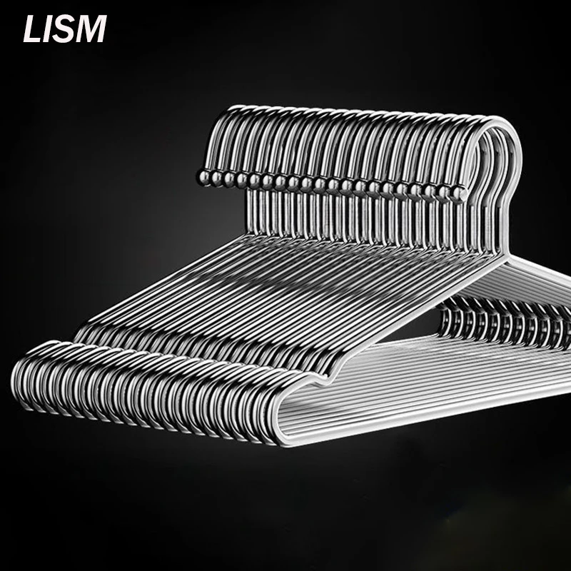

32/42CM Stainless Steel Coat Hanger Closet Organizer,Anti-Slip Clothes Hanger,Balcony Drying Rack,3MM Bold Hard Durable