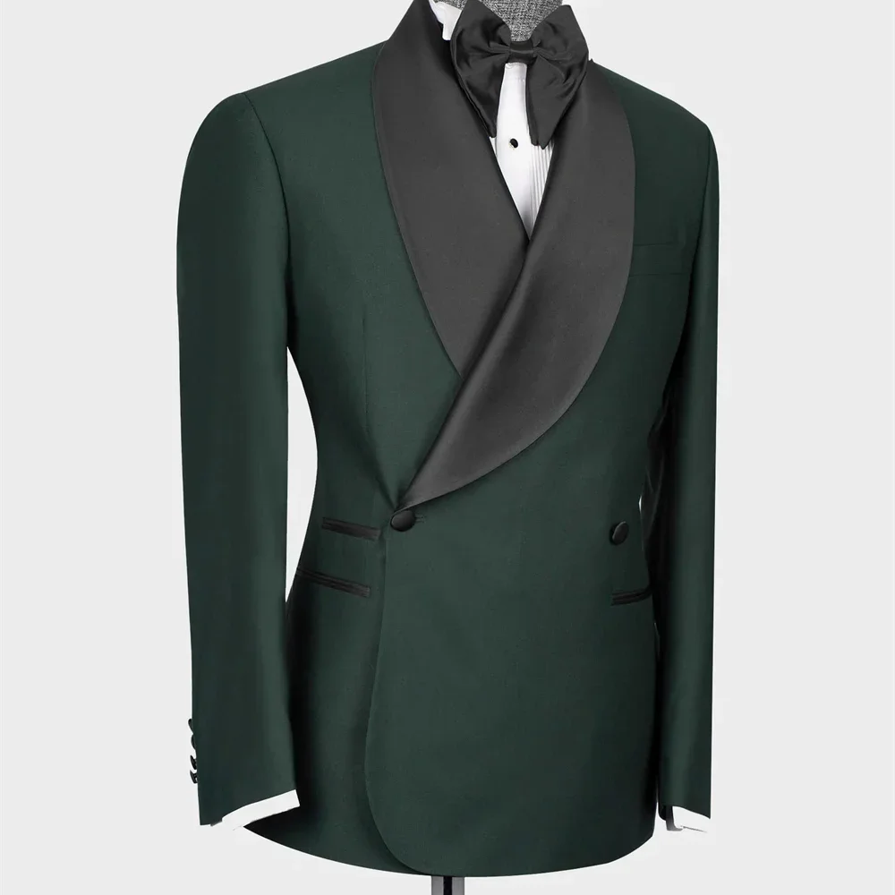 

High Quality Dark Green Slim Fit Men's Suit Slim Fit Luxury Wedding Tuxedos Fashion Mens Blazer Business