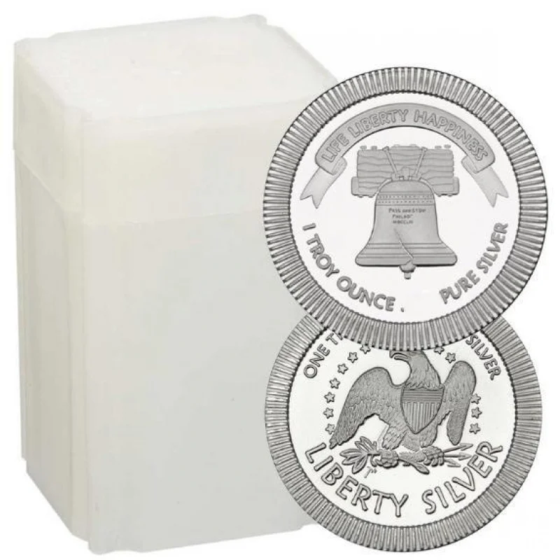 

Roll of 20 Liberty Bell Silver Round Commemorative Coin, Collectible Uncirculated Protective Packaging