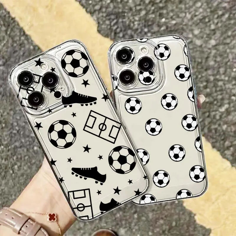 

Football design pattern For Apple iPhone 17 16e 16 15 14 13 12 11 Pro Max Plus Mini TPU Soft Transparent Phone Case