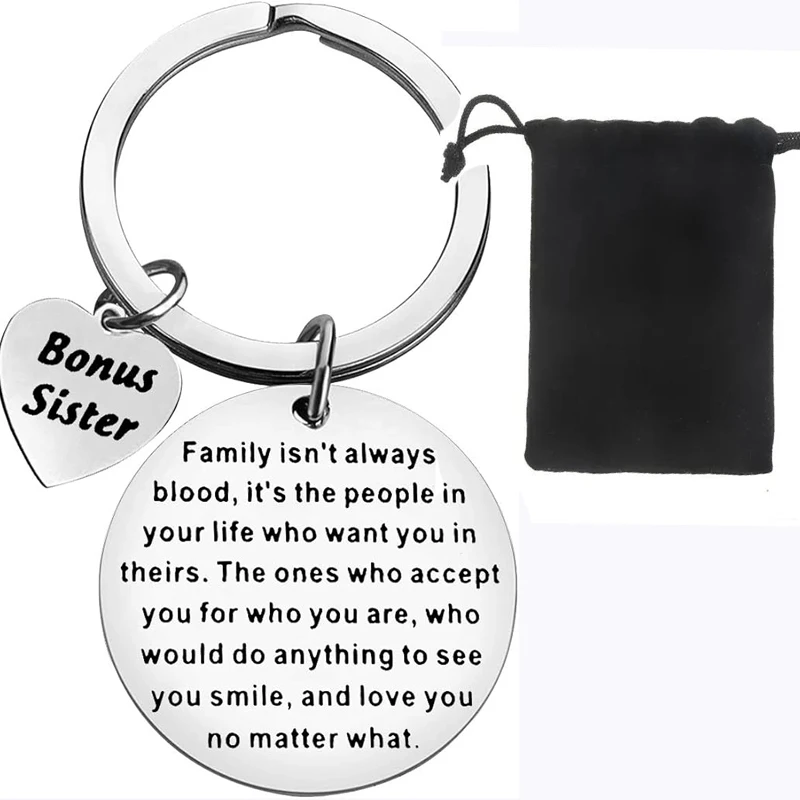 Sister in Law Keychain Unbiological Sister Gift Family isn't always blood Keyring Bridal Party Wedding Gift Sister in Law Gift