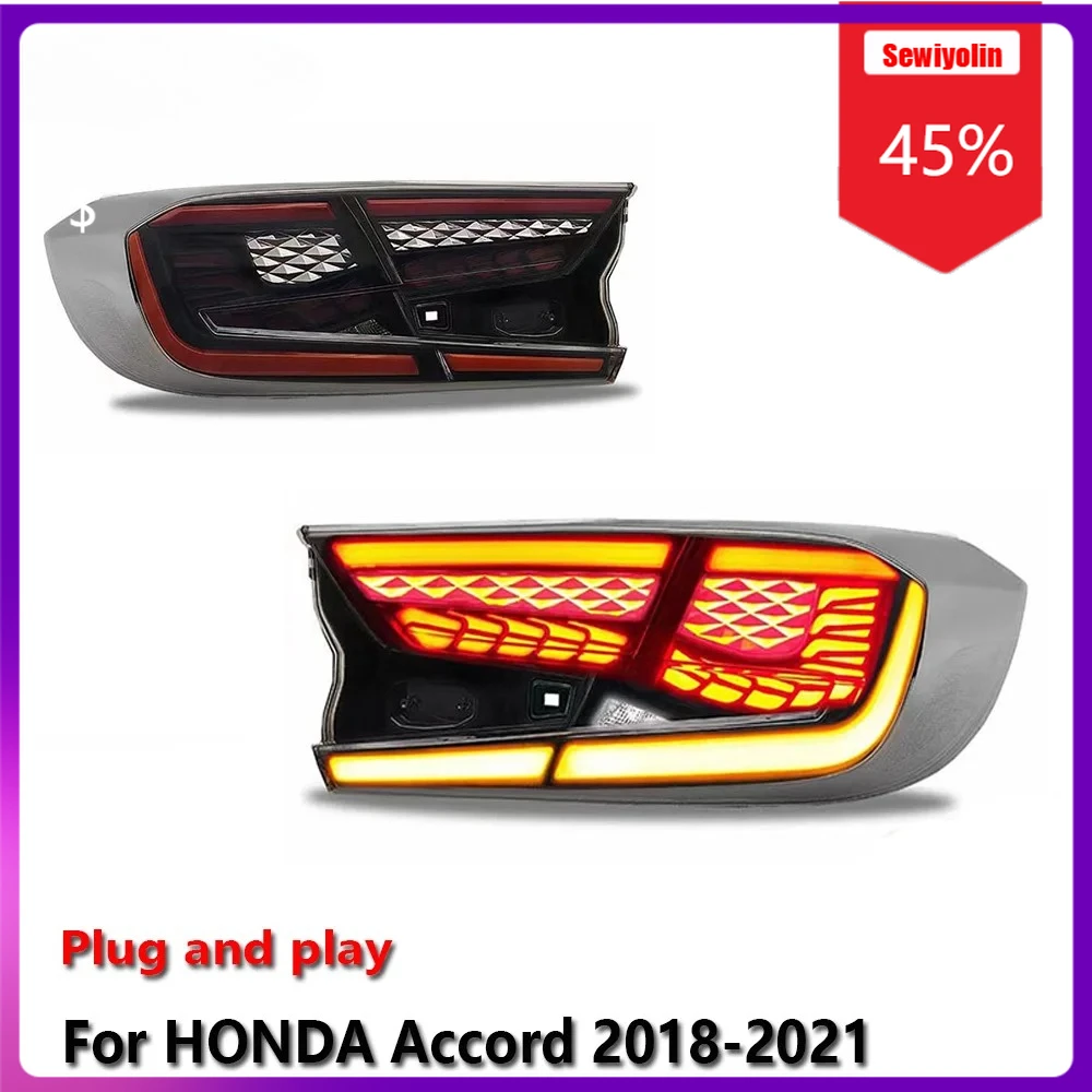 

Sewiyolin автомобильные светодиодные фонари задний фонарь в сборе для HONDA Accord 2018-2021 авто противотуманные DRL тормозной указатель поворота