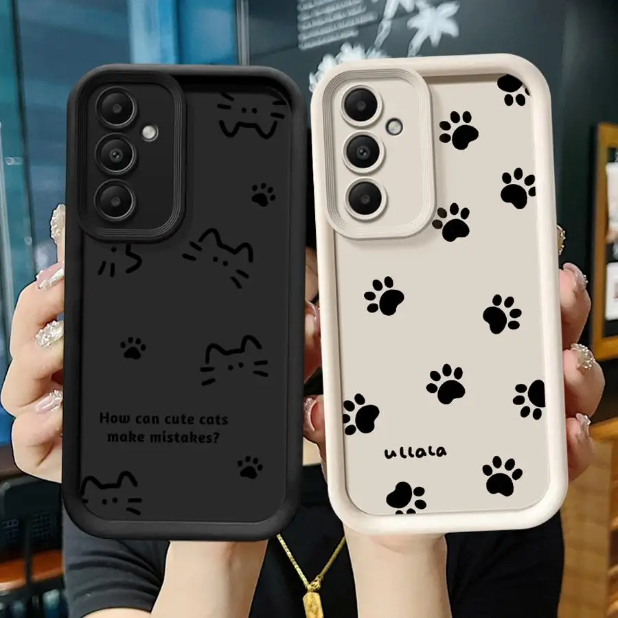 Phone Cover Case for Samsung Galaxy A51 A73 A35 A36 A34 A26 A32 A12 A13 A56 A53 A54 A15 A16 A23 A71 A72 Cute Kitten Paw Prints