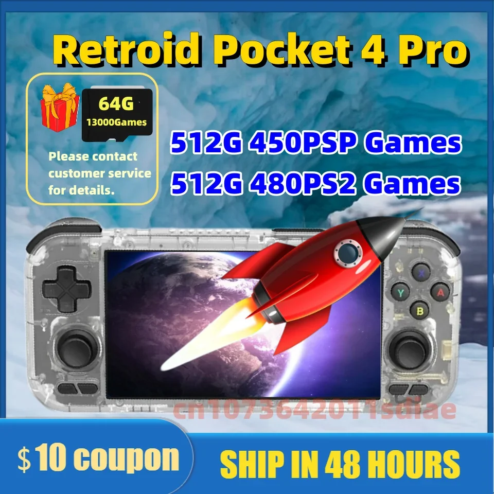 Retroid Pocket 4 Pro Retroid Pocket 2S Android 13 Handheld Game Console 4.7Inch Touch Screen 8G+128GB Bluetooth 5.2 5000mAh Gift