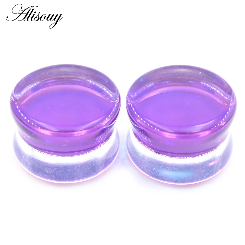 Alisouy 1PC 6mm-30mm Round Glass Women Men Ear Plugs Tunnels Guages Stretcher Expander Extender Earrings Piercing Body Jewelry