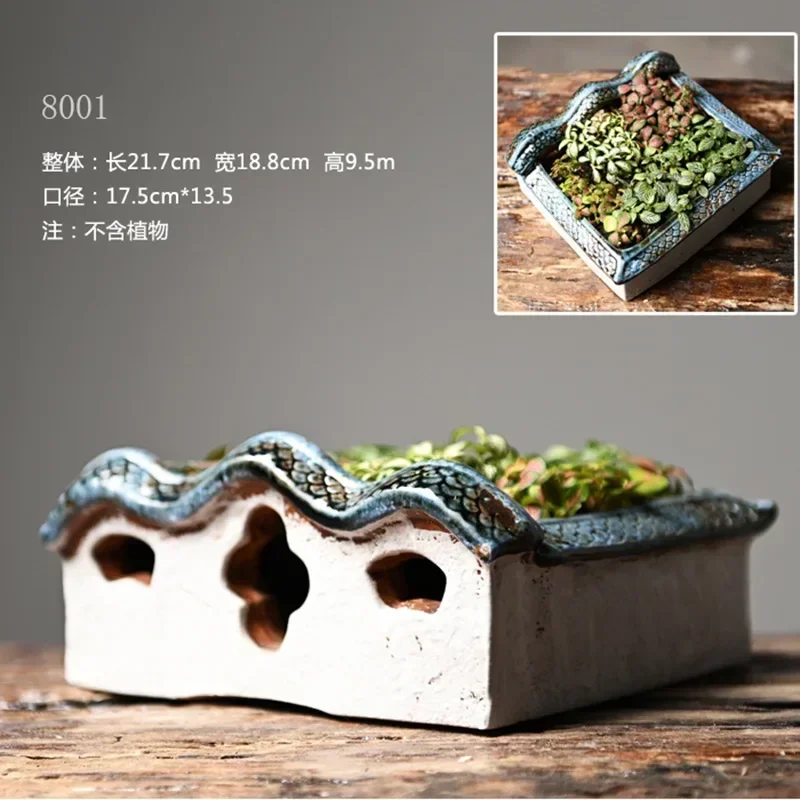 Ceramic house Zen Flower Pot for Succulent Plants Desktop Decoration Garden Landscaping Chinese Home Gift
