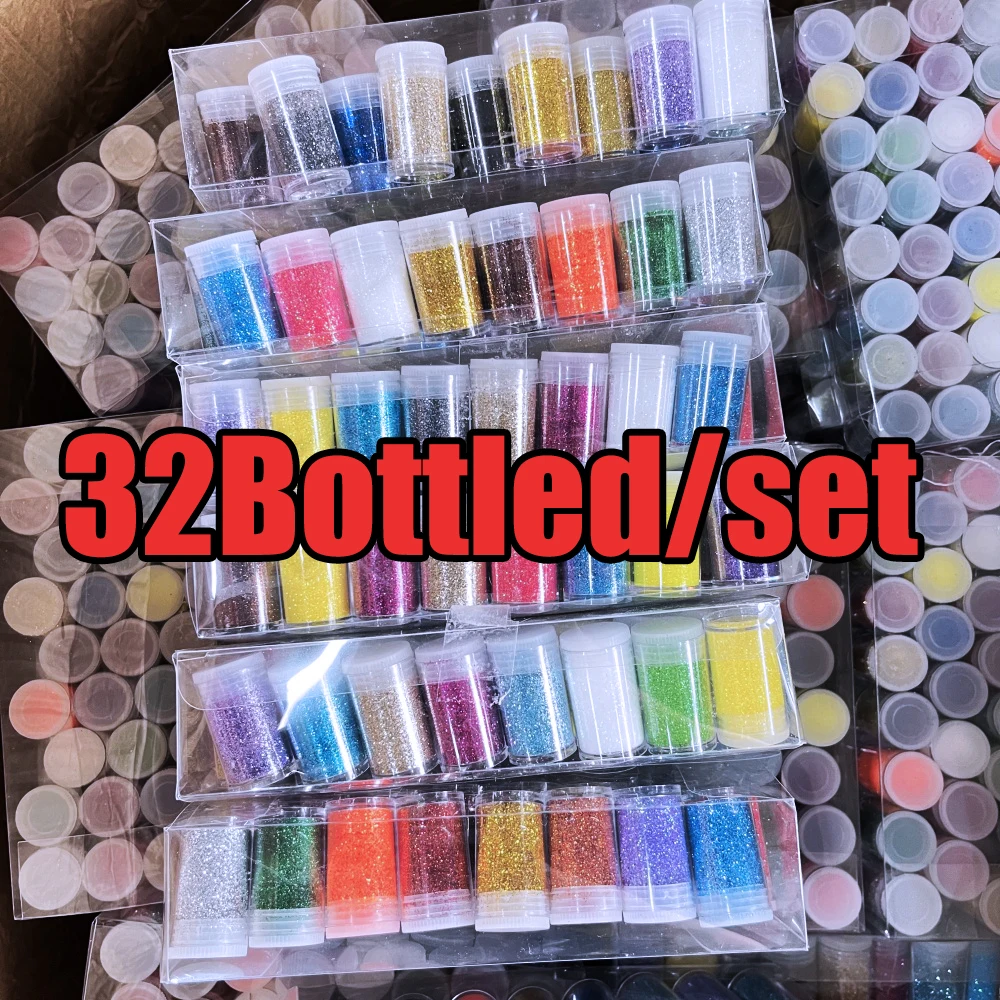 

32Bottled/set Christmas Holographic Chunky Glitters Sequins Mixed 32-Colors Laser Sequins DIY Face/Body/Manicure Shinying Sequin