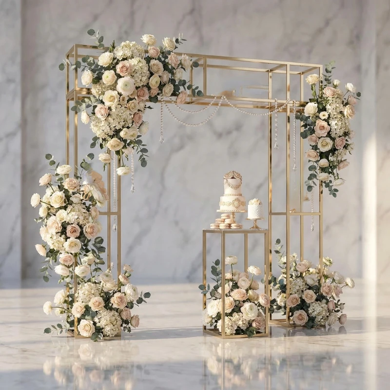 

2 шт. Роскошные квадратные стойки для свадебного декора, подставки для тортов, фруктов, подарков, цветов, арок, воздушных шаров и баннеров