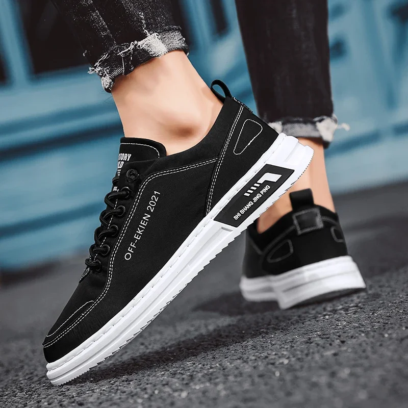 New Style Ice Silk Canvas Shoes with Soft Sole Casual Sports Men's Footwear Korean Version of The Trend Breathable Board Shoes