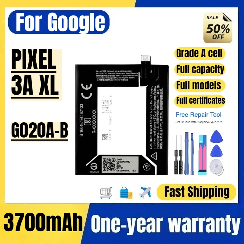 G020A-B for Google PIXEL 3A XL  Phone Battery High Quality High Capacity Battery Replacement Bateria Grade A Cell with Tools