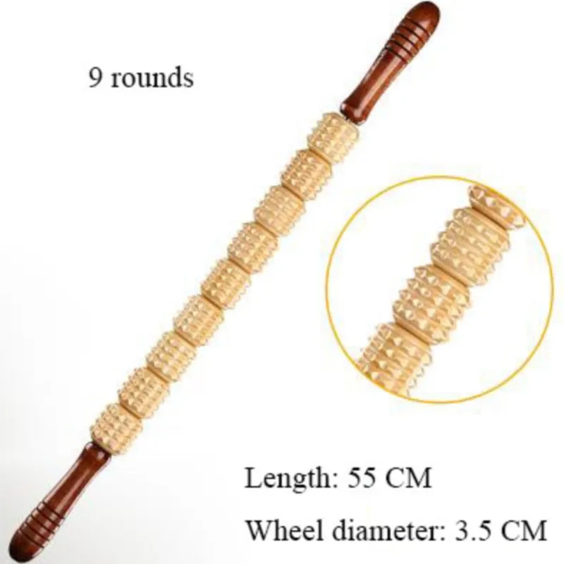 High density cracks 14 rounds thick yoga meridian rods full-body massage stick wheel pounded his waist back massage neck leg woo