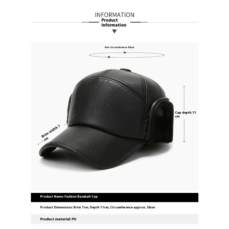 Warm Winter Hat Senior Men Fleece Lined Thermal Ear Flap Wool Blend Trapper Cap Windproof Outdoor Cold Weather Warm Comfortable