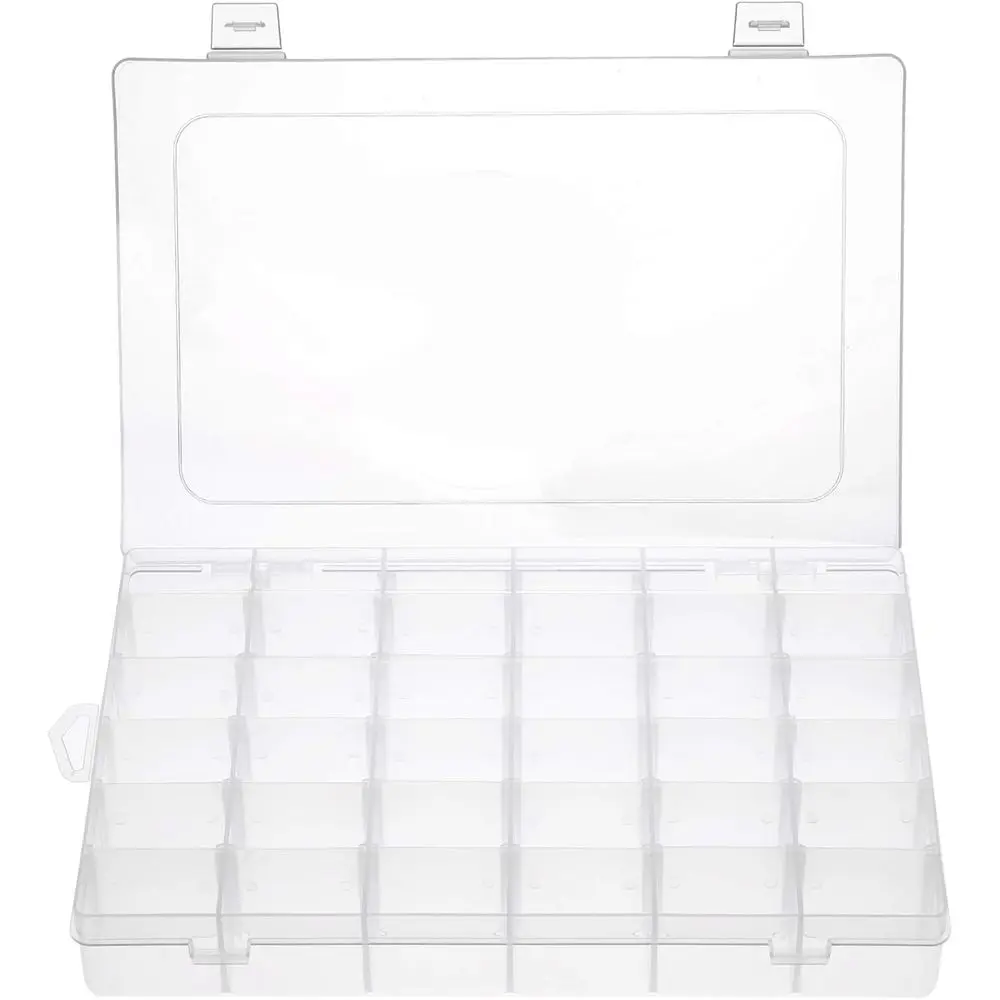 36 Grids Clear Plastic Jewelry Box Organizer Storage Container with Removable Dividers