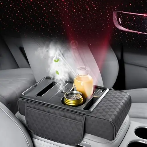 

Автомобильный подлокотник 8-в-1 из искусственной кожи с USB-C, проекцией звездного неба и ароматерапией – серый (модель 2026 года)