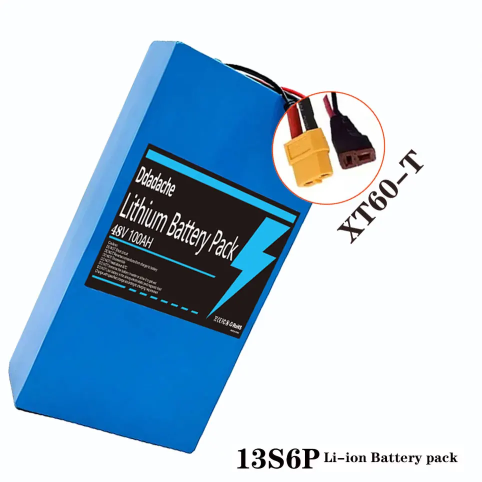 48V 100ah 13s6p lithiumbatterijpakket 48v 100000mAh 250W-2000W Citycoco gemotoriseerde scooterbatterijen Ingebouwde 50A BMS