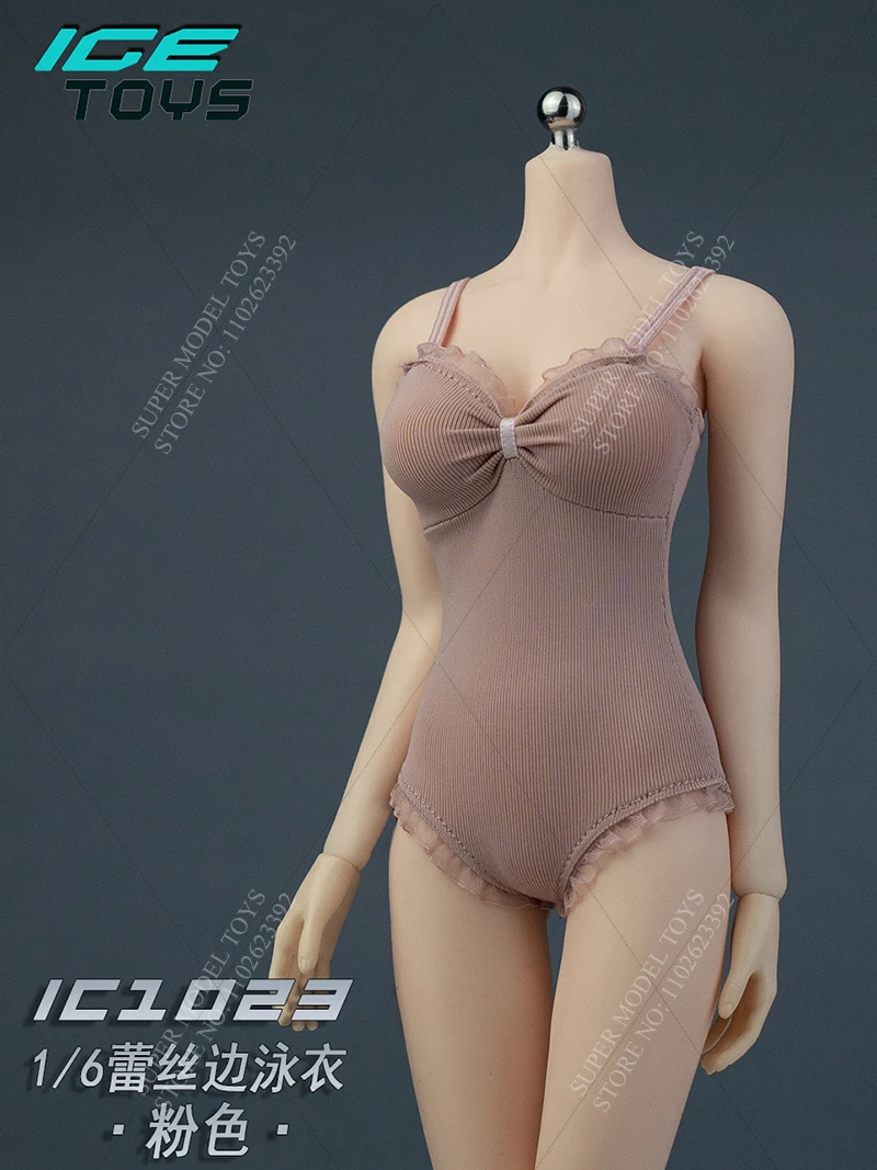Juguetes de hielo IC1023 escala 1/6, ropa de soldado femenino, mono con borde de encaje de Color sólido, traje de baño apto para muñeca de figura de acción de 12 pulgadas