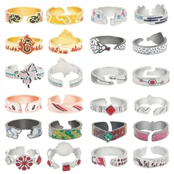 Demon Slayer Anime Ring Kimetsu No Yaiba Tanjirou Nezuko Cosplay Adjustable Open Rings Trendy Jewelry Christmas Gift